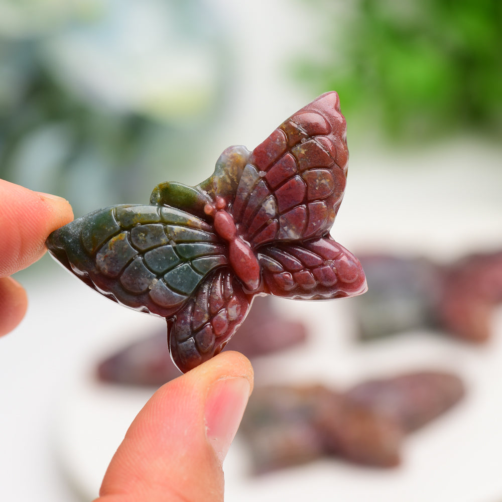 2.0" Ocean Jasper Butterfly Crystal Carving Crystal Healing Bulk Wholesale