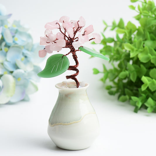 Amethyst Rose Quartz Flower Vase Design Free Form Crystal Healing Bulk Wholesale