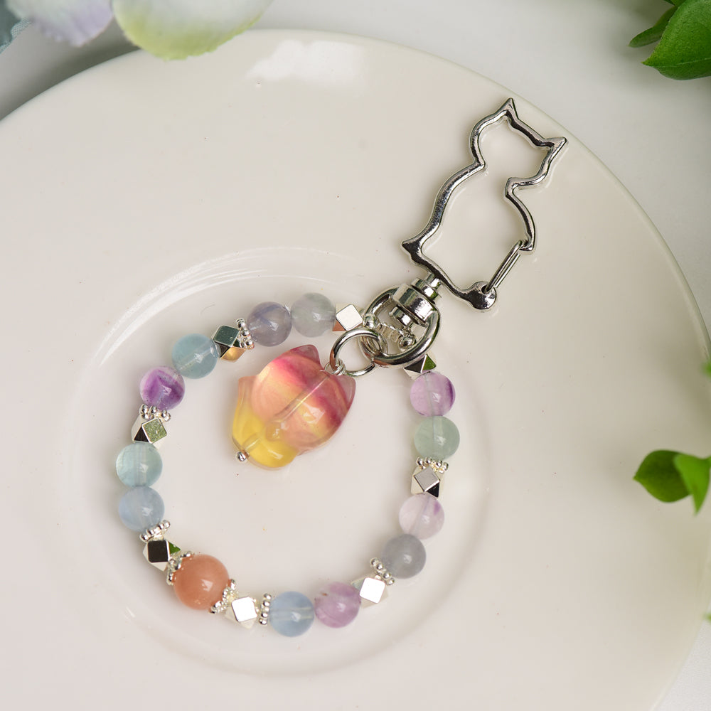 Mixed Crystal Bag Hanging Key Chain with Decor Crystal Healing Bulk Wholesale