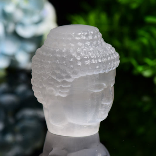 3.3" Selenite Carving Buddha Head Free Form Bulk Wholesale