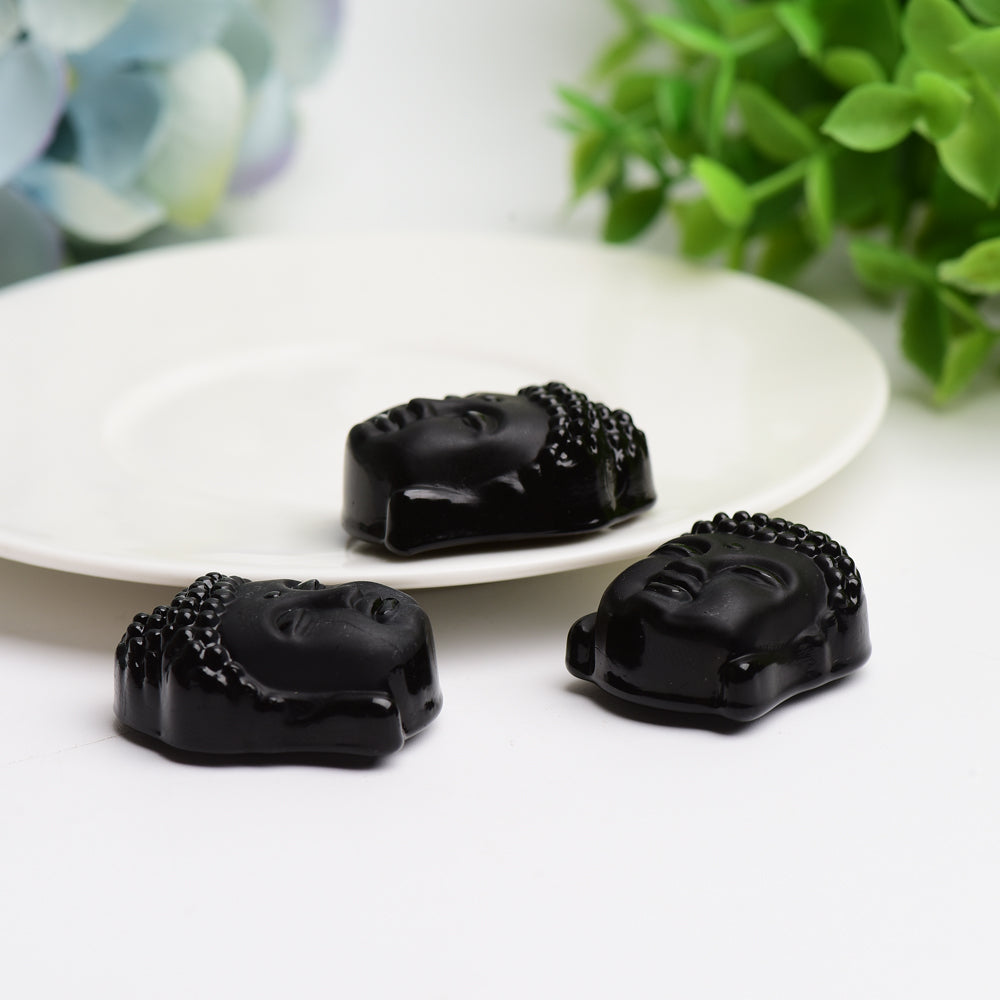 1.3" Black Obsidian Buddha Head Crystal Carving Crystal Healing Bulk Wholesale