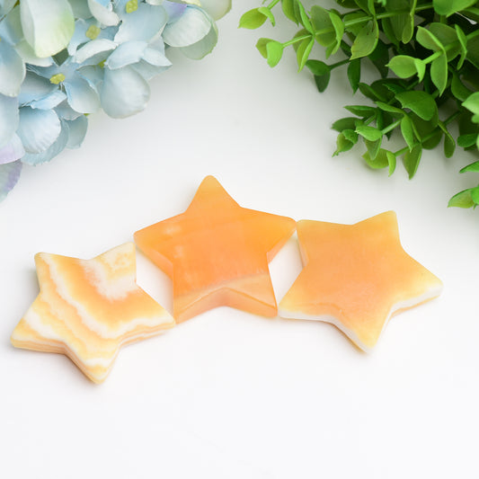 1.8"-2.0" Orange Calcite Star Crystal Carving Bulk Wholesale