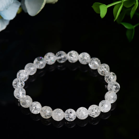 8.5mm Crack Clear Quartz Crystal Bracelet Bulk Wholesale