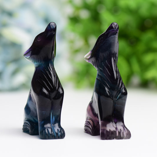3.0" Rainbow Fluorite Wolf