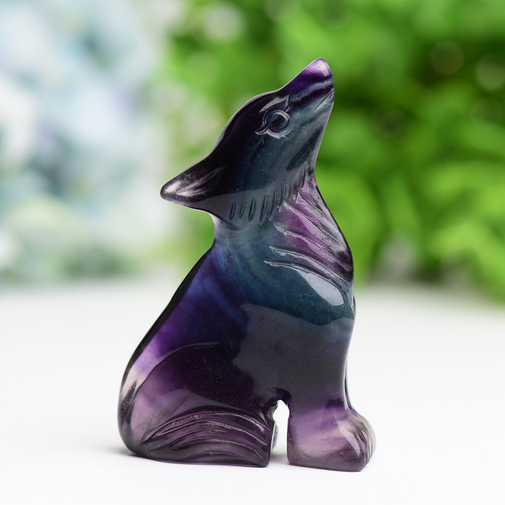 3.0" Rainbow Fluorite Wolf