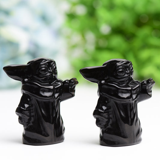 2.3" Black Obsidian Master Crystal Carving