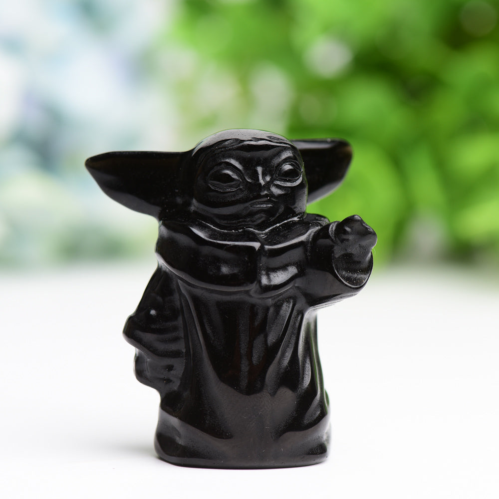 2.3" Black Obsidian Master Crystal Carving