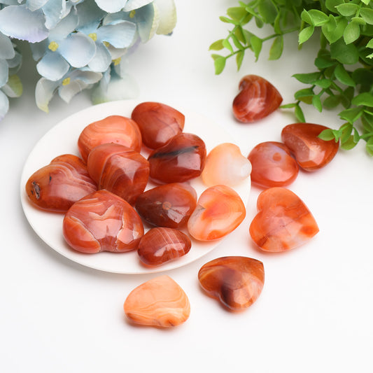 1.2"-1.5" Carnelian Heart Crytsal Carving Palm Stone Bag Bulk Wholesale
