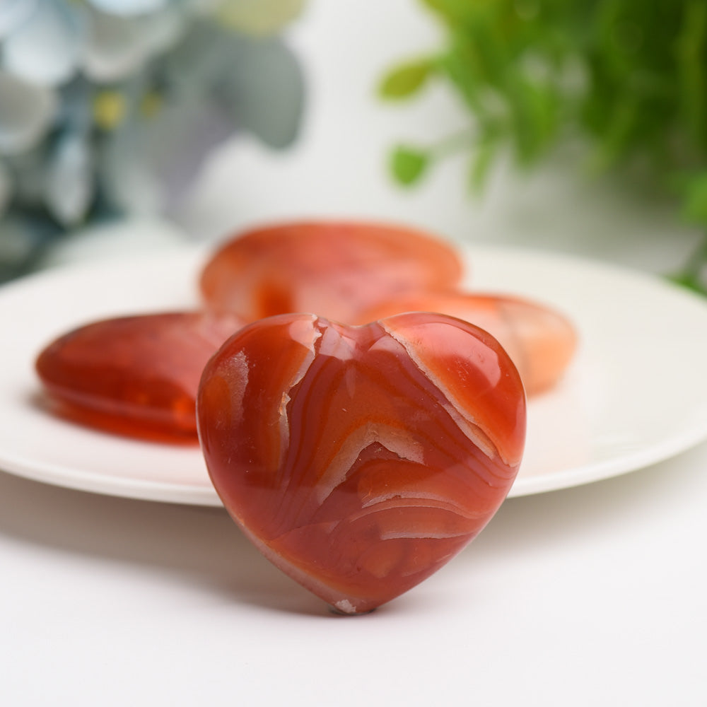 1.2"-1.5" Carnelian Heart Crytsal Carving Palm Stone Bag Bulk Wholesale