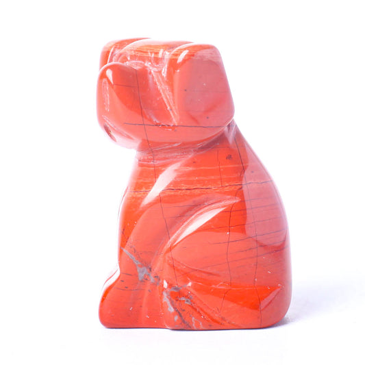 1.5" Red Jasper Dog Figurine Crystal Carvings