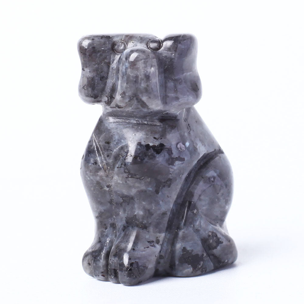 Hand Carved Polished Dog Figurine Crystal Carvings