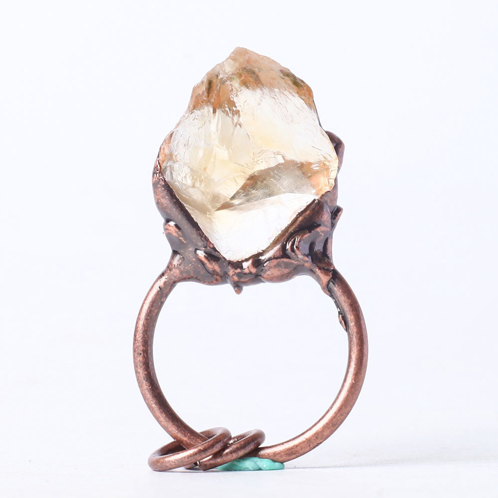 Wire Wrapped Raw Rough Irregular Shape Citrine Stone Crystal Pendant