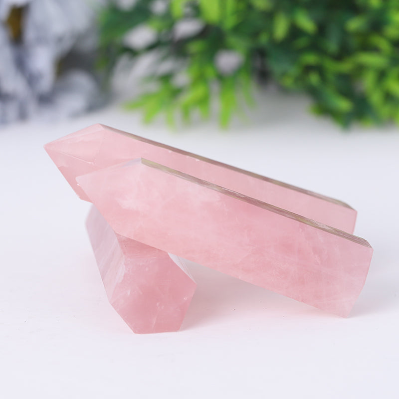 Natural Rose Quartz Point Healing Crystal Tower