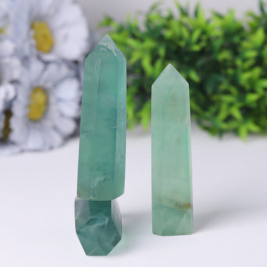 Natural Green Fluorite Point Healing Tower