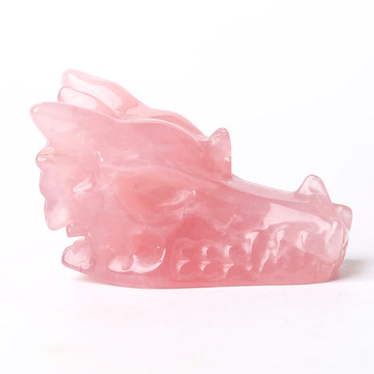 Rose Quartz Dragon Head Carving for Decoration