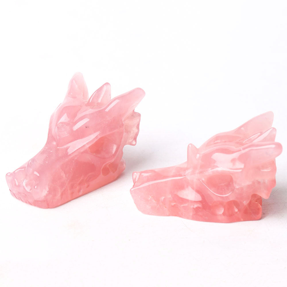 Rose Quartz Dragon Head Carving for Decoration