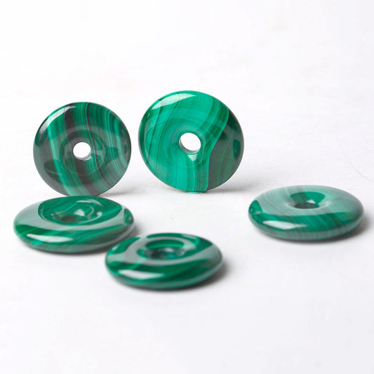 1" Natural Malachite Donut Shape Crystal Pendant