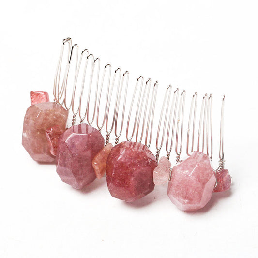 Strawberry Quartz Crystal Crown Comb