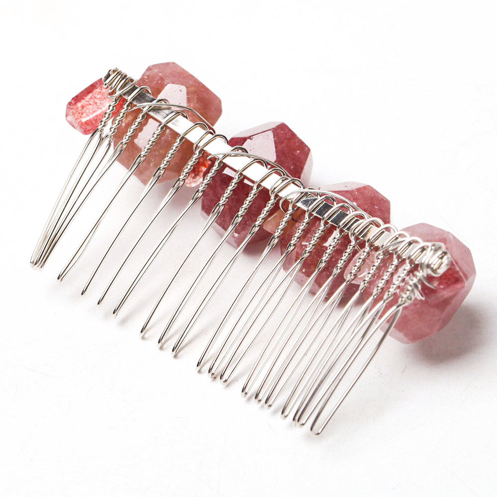 Strawberry Quartz Crystal Crown Comb