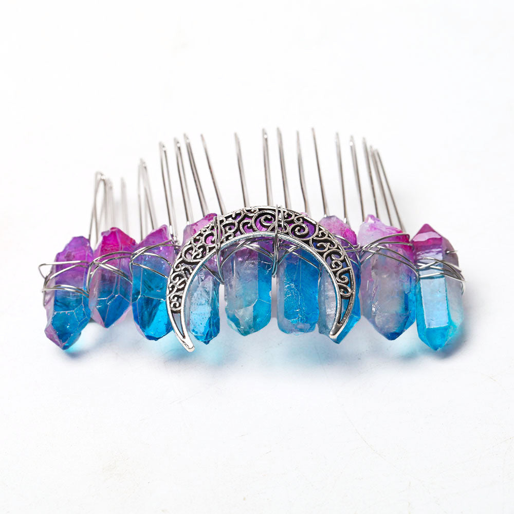 3" Aura Angel Crystal Crown Comb