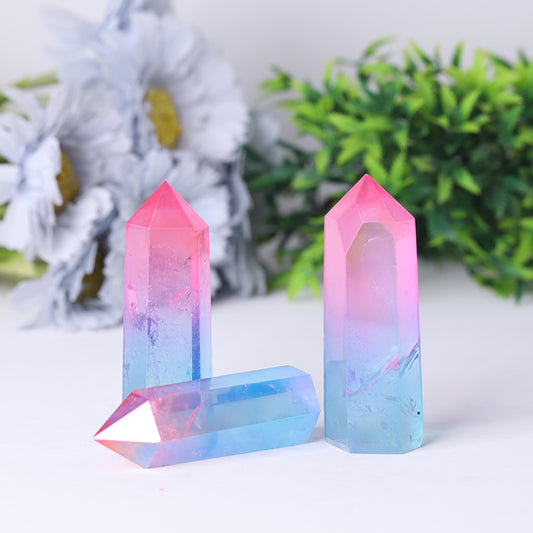 Pink and Blue Aura Angel Crystal Points