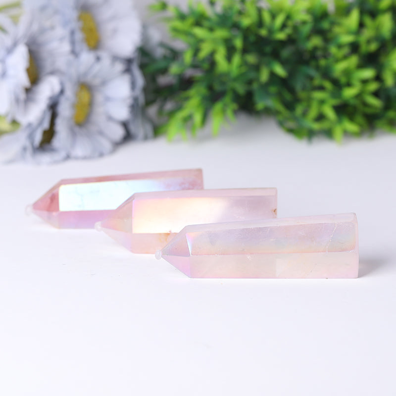 Angel Crystal Aura Rose Quartz Point Healing Stone Narural Crystal Tower