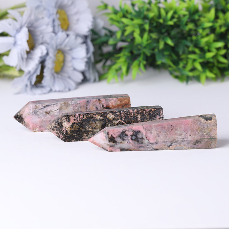 Wholesale Natural Crystal Spiritual Healing Stones Rhodonite Point Tower for Decoration