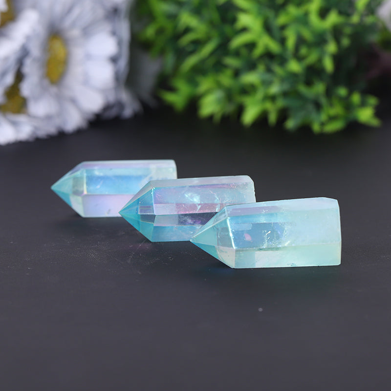 Wholesale Natural Blue Angel Aura Clear Quartz Crystal Points Healing Crystals