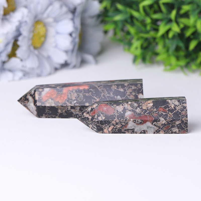 Natural Plum Blossom Jasper Points Healing Crystal Tower