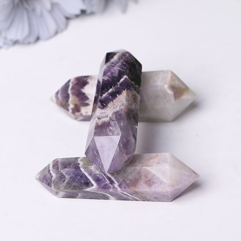 Hot Sale Crystals Healing Stones Dream Amethyst Double Point Crystal Tower Chevron-Amethyst