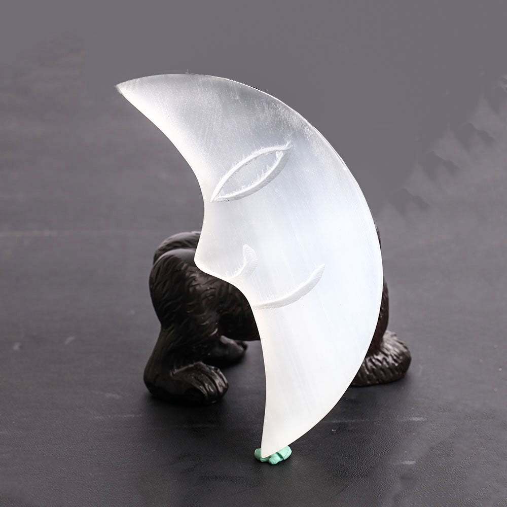 Selenite Crystal Carving Moon 3.5"