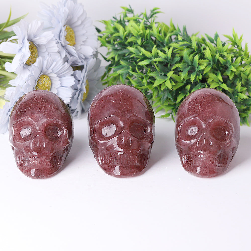 Strawberry Quartz Crystal Skull Carvings for Halloween