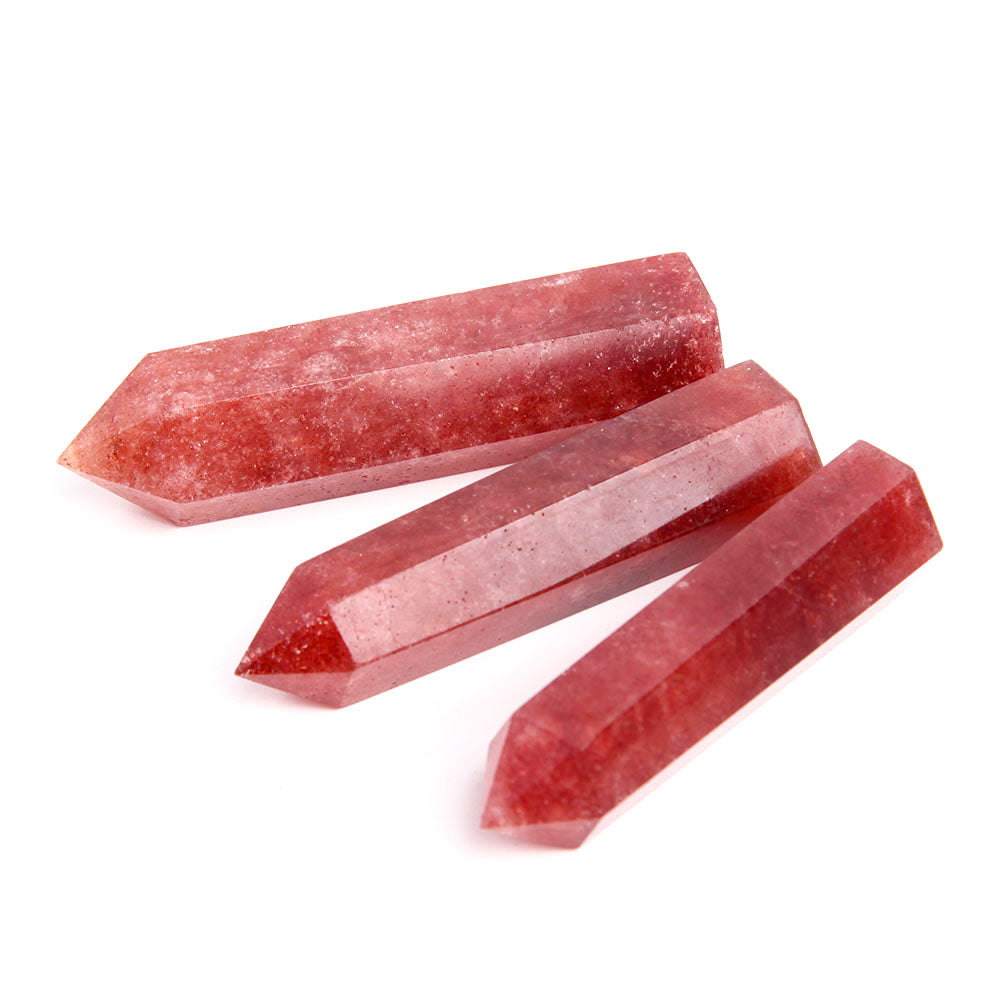 Set of 3 Strawberry Quartz Crystal Point