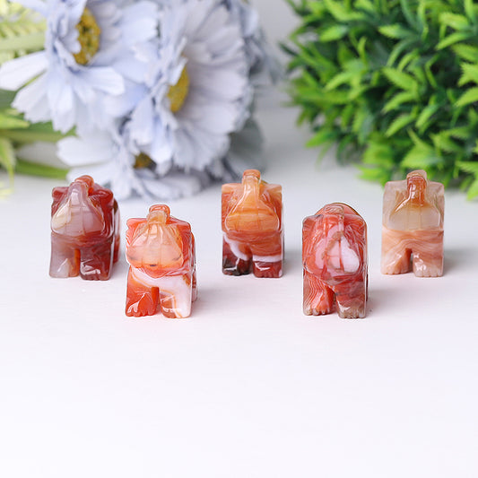 2" Wholesale Natural High Quality Beautiful Hand Carved Carnelian Elephant Crystal Figurine For Decoration
