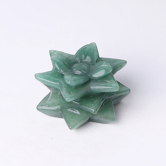 2" Green Aventurine Flower Crystal Carving