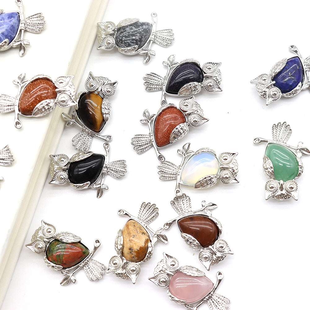Crystal Stone Owl Pendants