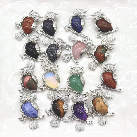 Crystal Stone Owl Pendants