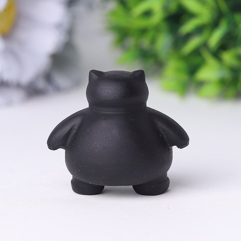 1.8" Black Obsidian Snorlax Crystal Carvings