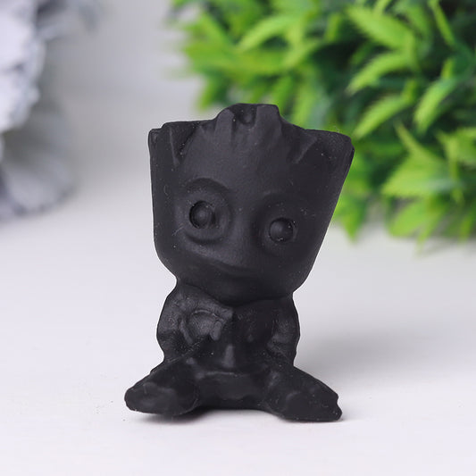Black Obsidian Groot Crystal Carvings