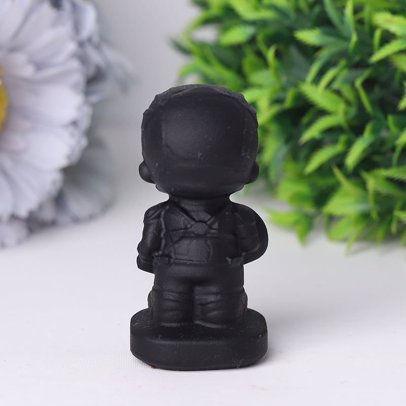 Black Obsidian American Captain Crystal Carvings