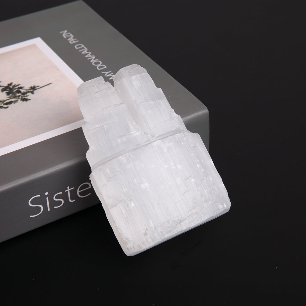 Selenite Double Twin Tower