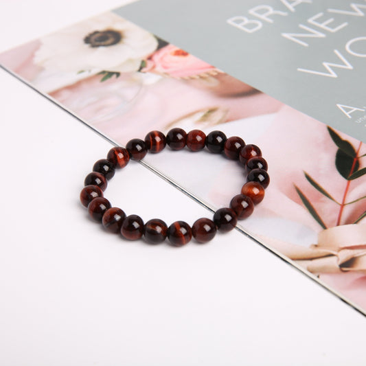 8mm Red Tiger Eye Crystal Bracelet
