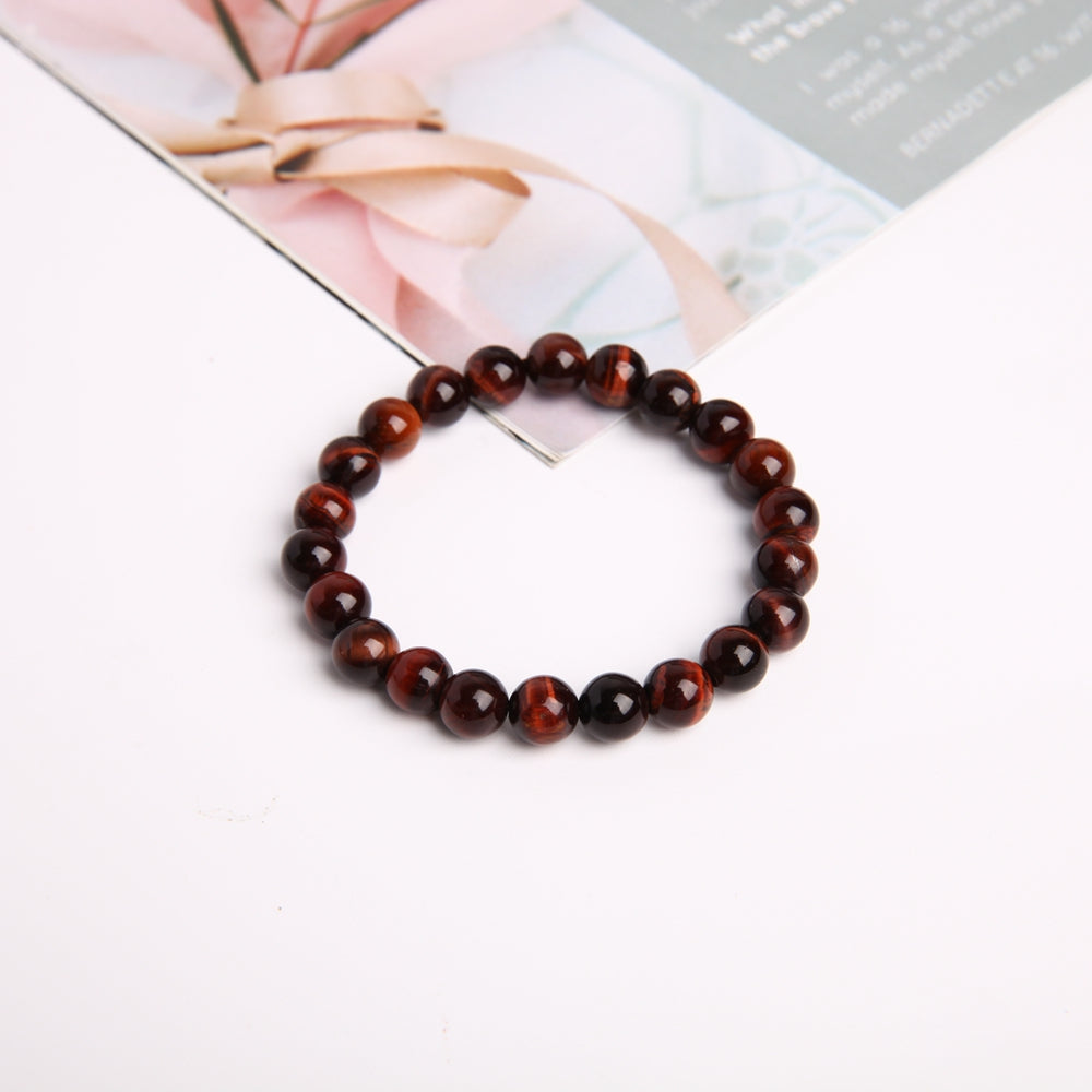8mm Red Tiger Eye Crystal Bracelet