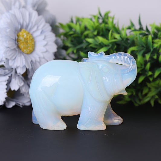 Opalite Elephant Crystal Carvings