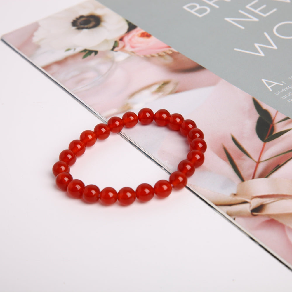 8mm Red Chalcedony Crystal Bracelet