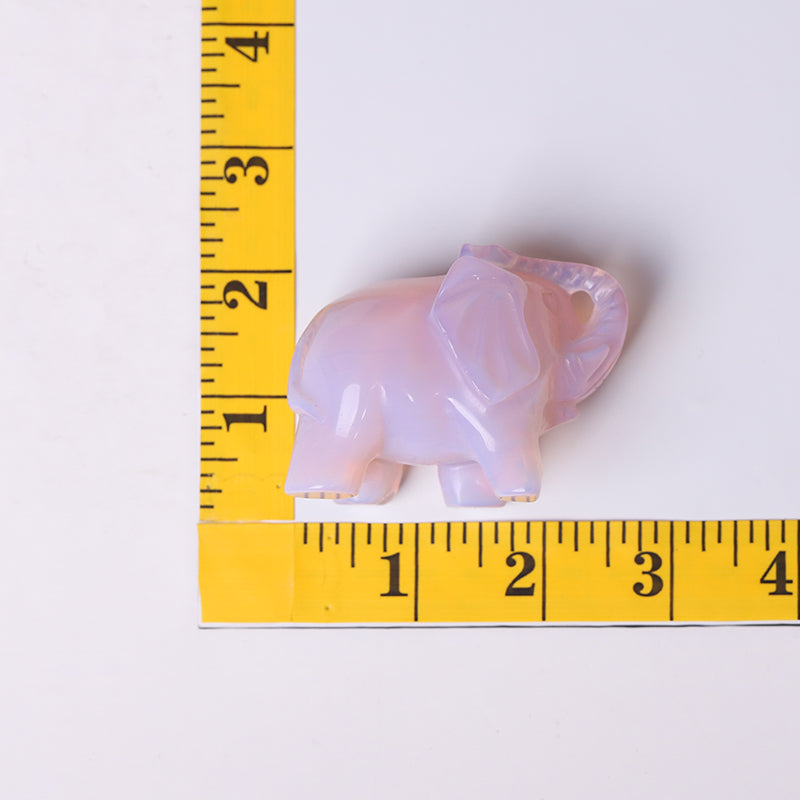 3" Pink Opalite Elephant Crystal Carvings