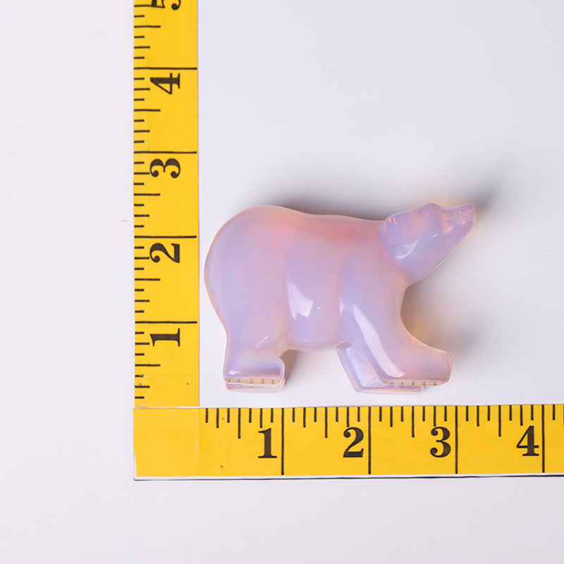 3" Pink Opal Bear Carving for Collection Crystal Gift