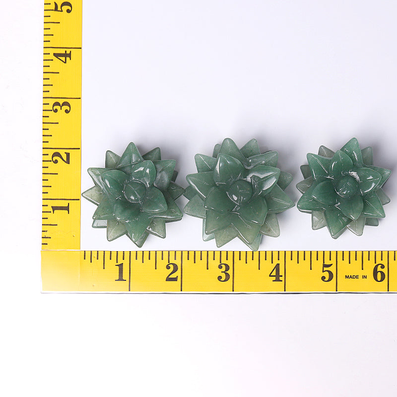 2" Green Aventurine Flower Crystal Carving