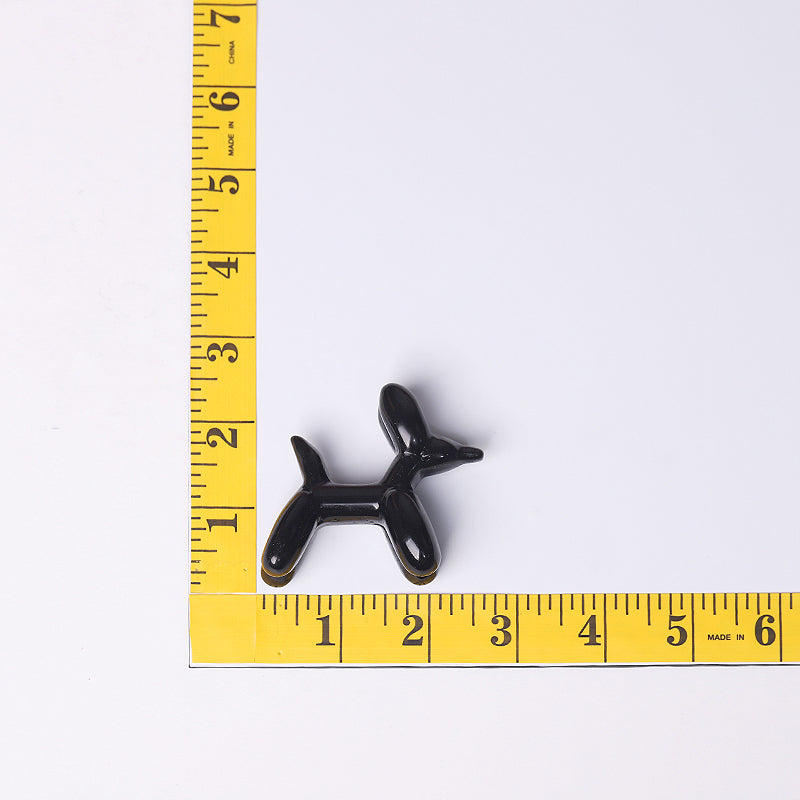 2.5" Black Obsidian Balloon Dog Crystal Carvings