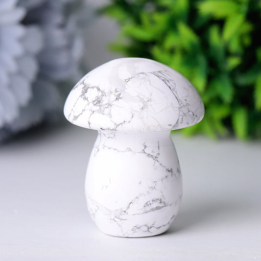 2" Howlite Mushroom Crystal Carvings